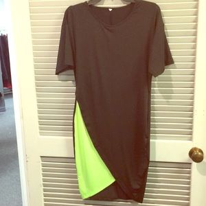 Black and neon green large dress